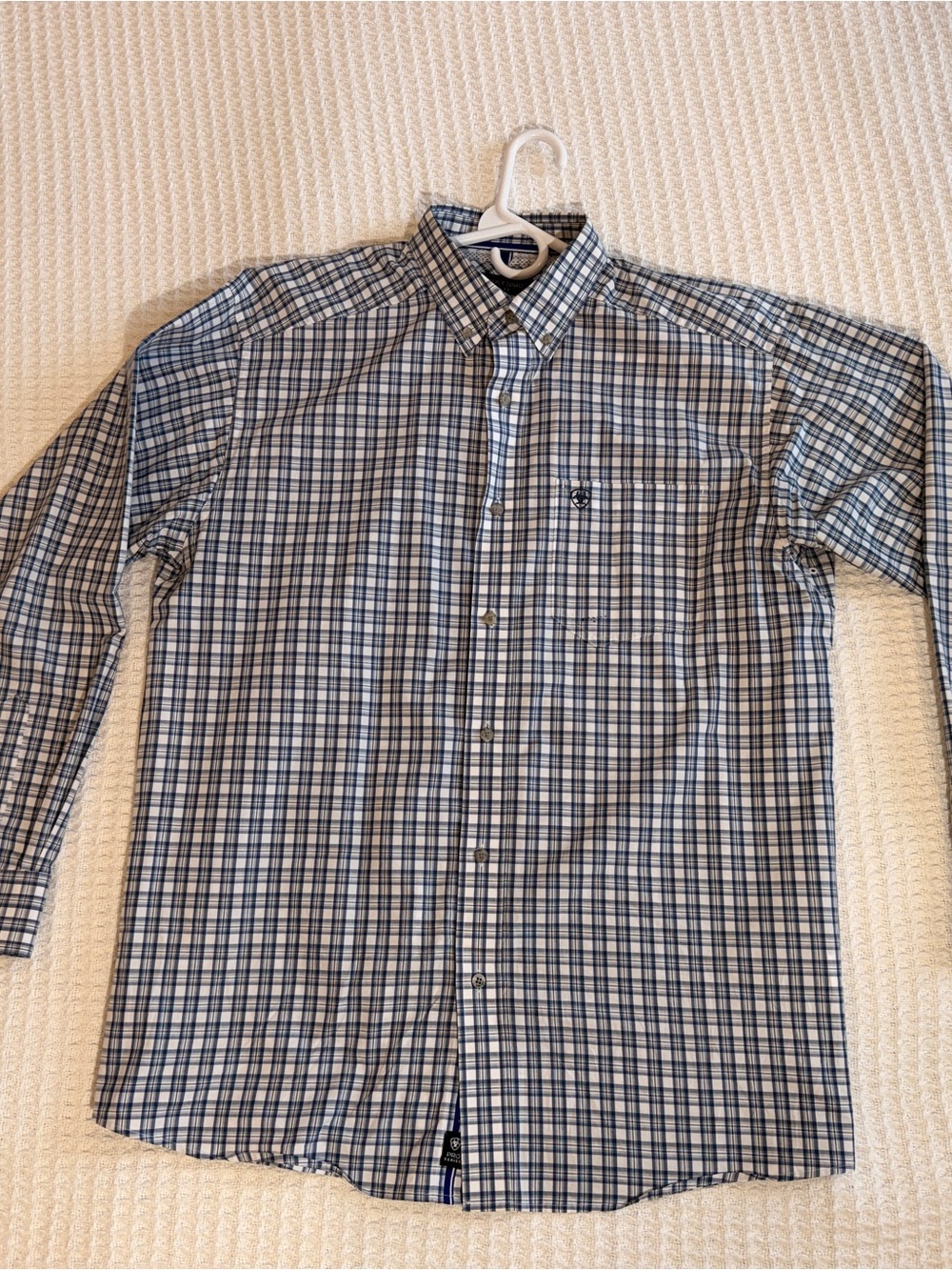 Ariat PRO Men's Blue and White Plaid Button-Down Shirt